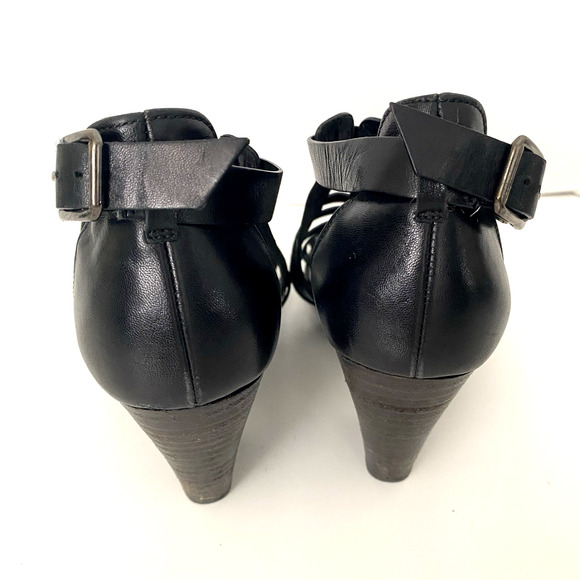 PAUL GREEN Christy Sandal Caged Ankle Strap Open Toe Black Strappy 6.5 UK 9 US - Picture 8 of 11